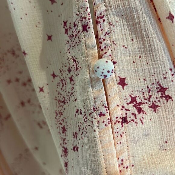 FREE PEOPLE Pink Smocked Bow Blouse XL - Picture 6 of 11